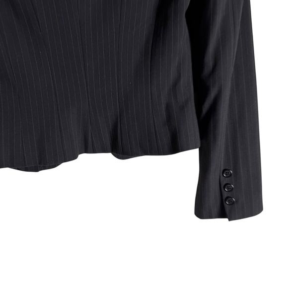 Nuna Lie Black Pinstripe Italian Peak Lapel Two Button Blazer Jacket Size 4 - Picture 7 of 9